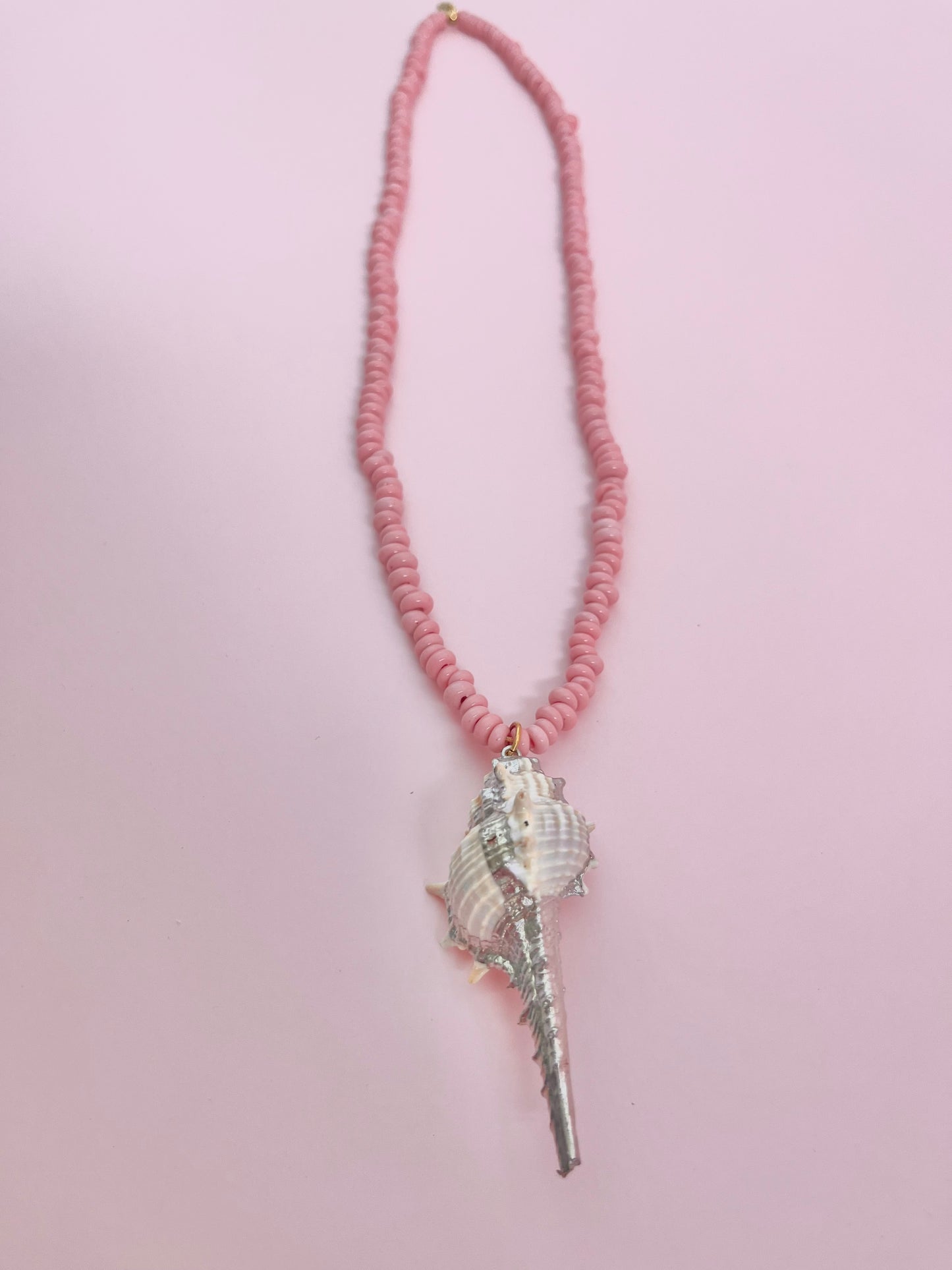 Shell & Pink Java Glass Donut Necklace