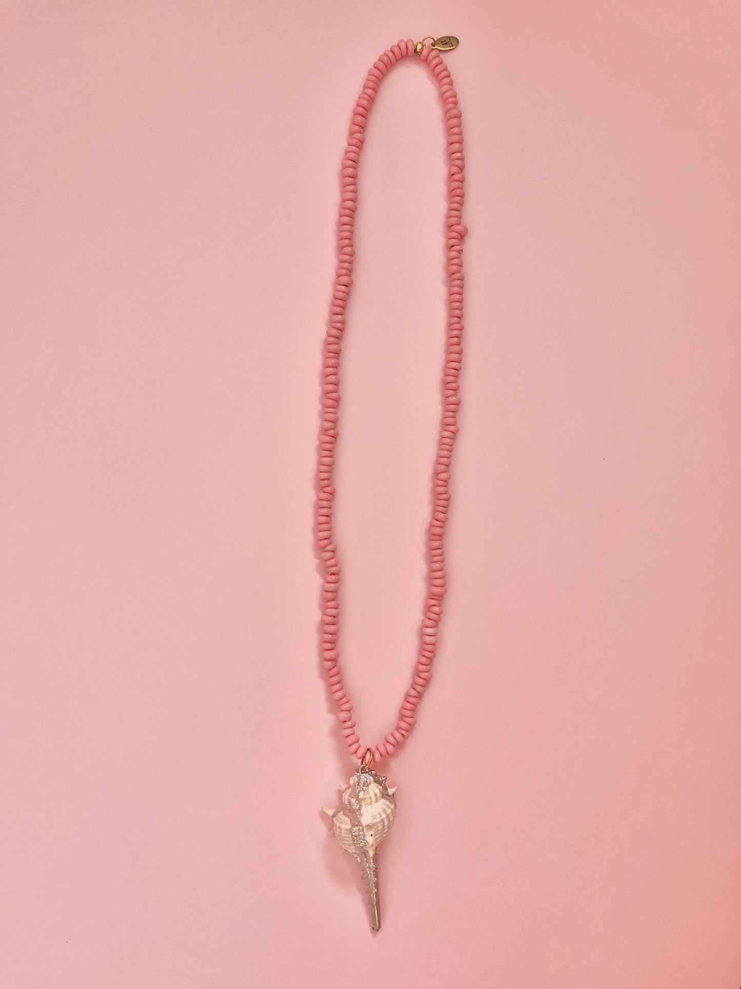 Shell & Pink Java Glass Donut Necklace