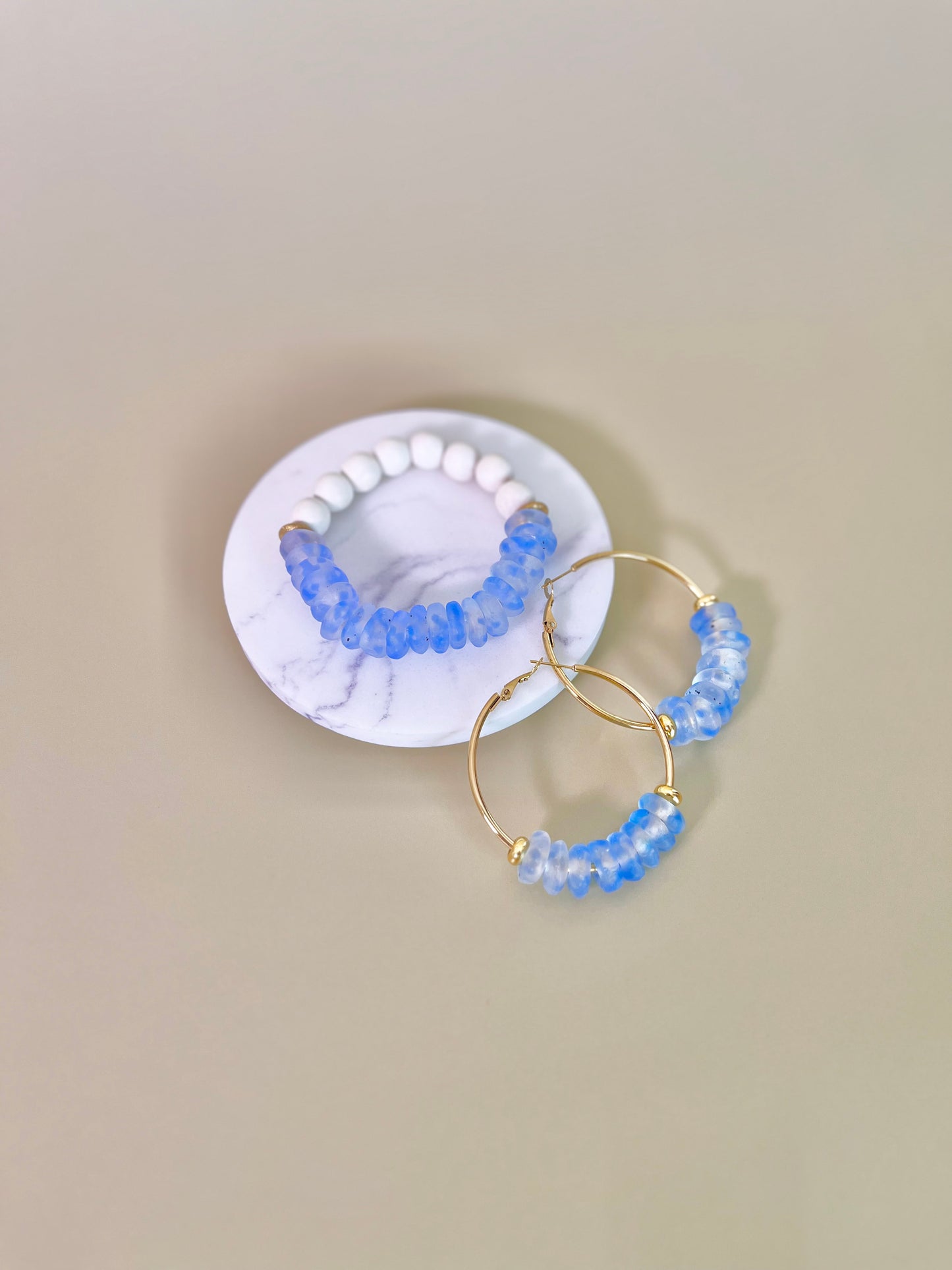 Blue Mist Rondelle Glass Bracelet