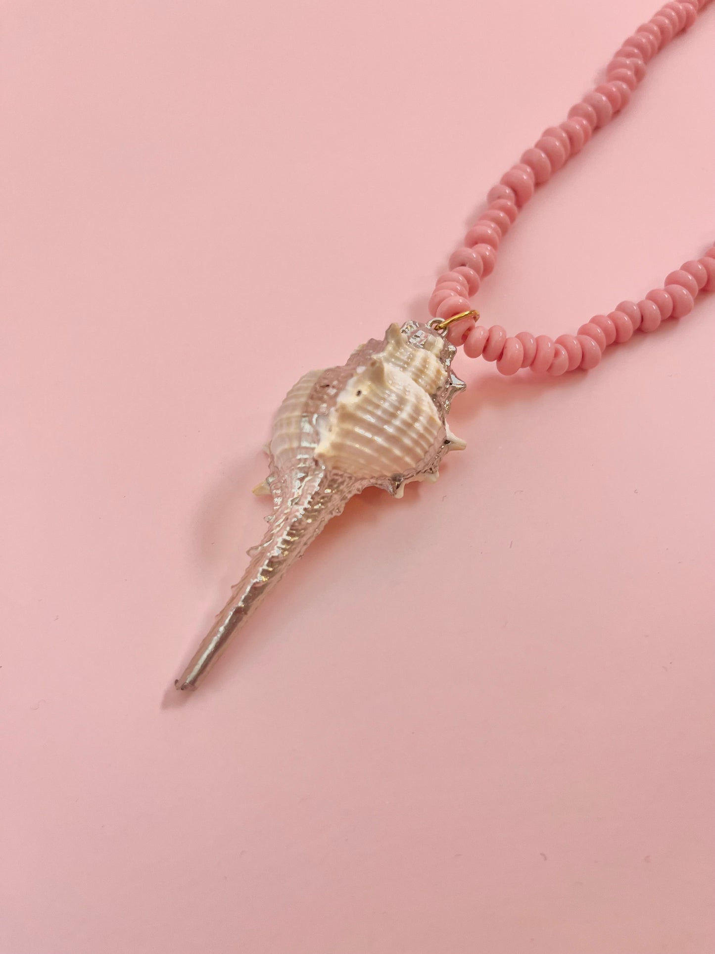 Shell & Pink Java Glass Donut Necklace