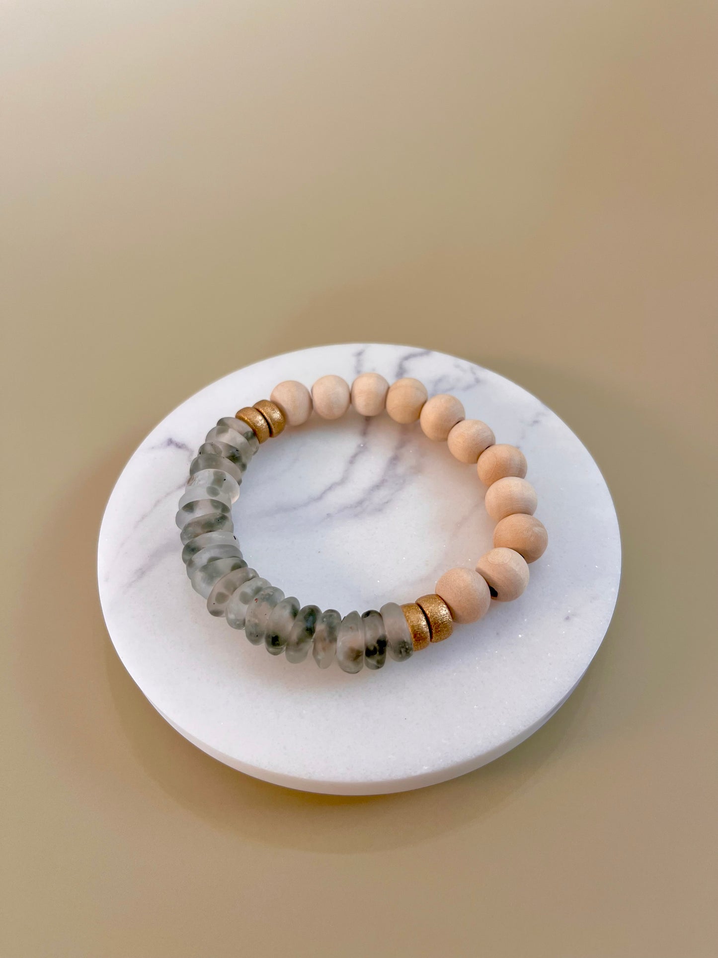 Gray Glass Bead Bracelet