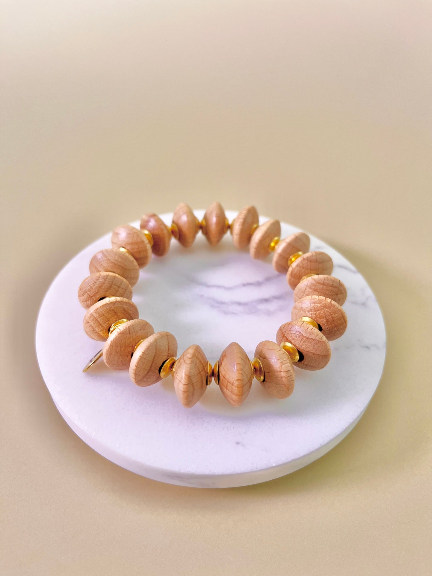 Carved bone & Wood beads Trio Bracelet