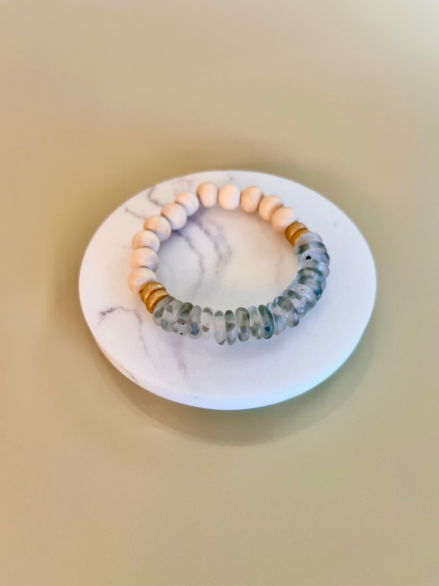 Gray Glass Bead Bracelet