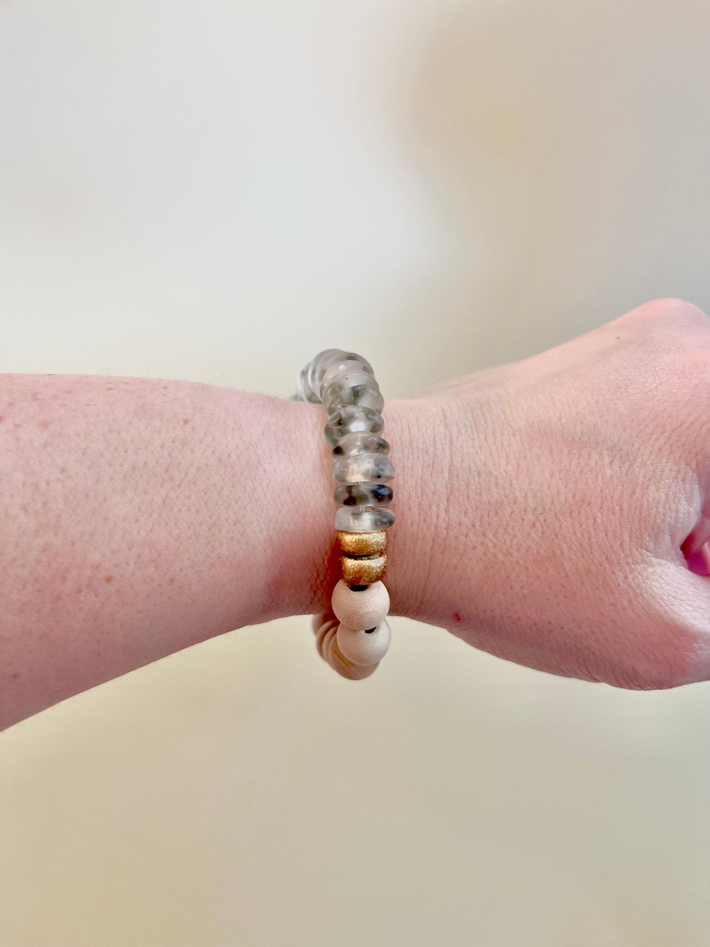Gray Glass Bead Bracelet