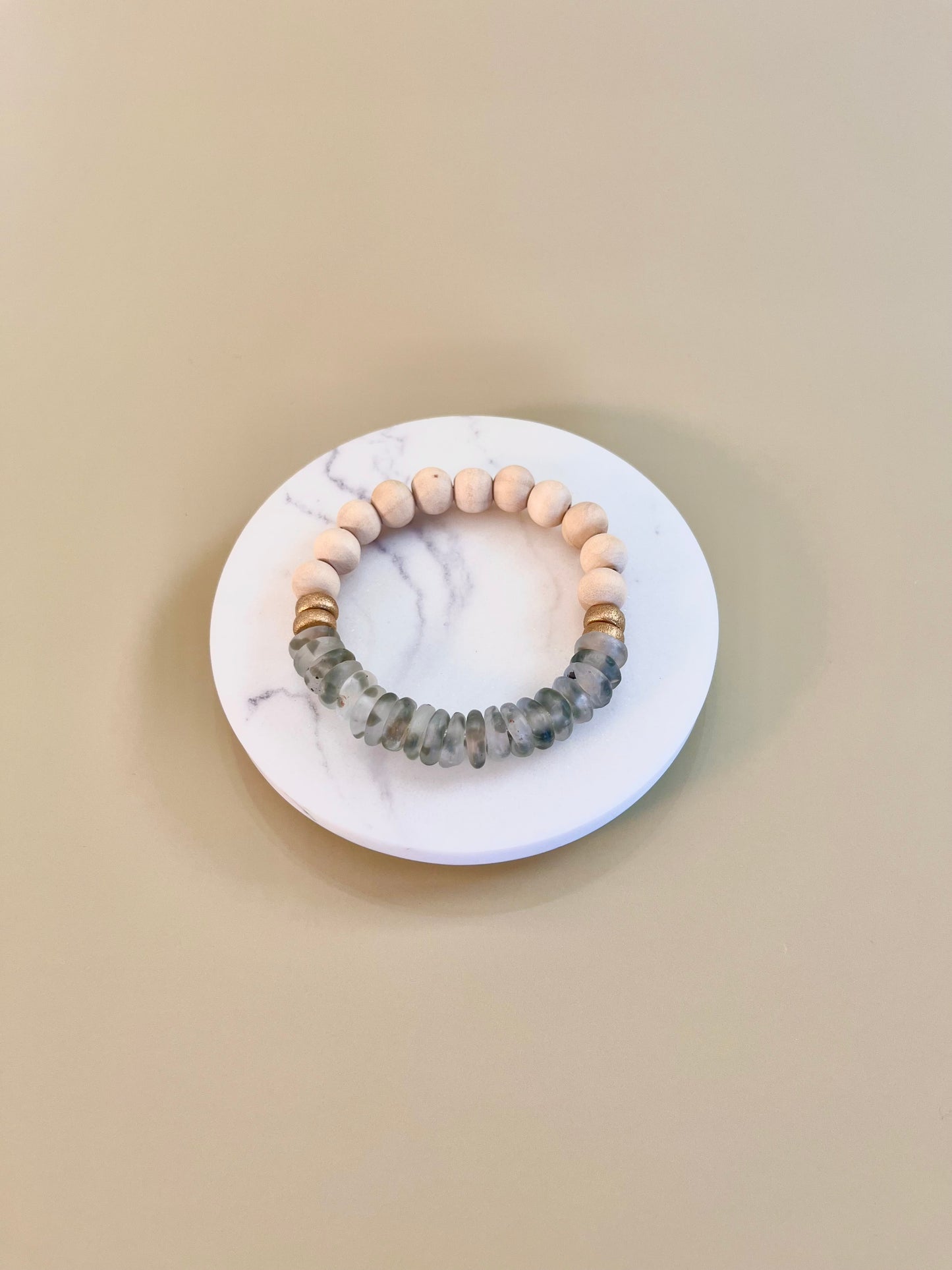 Gray Glass Bead Bracelet