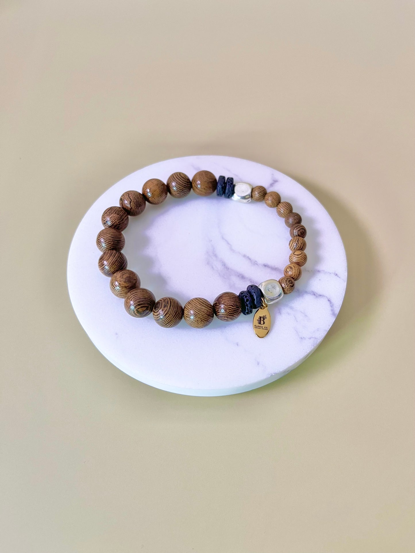 Rosewood & Lava Rock Beads Bracelet