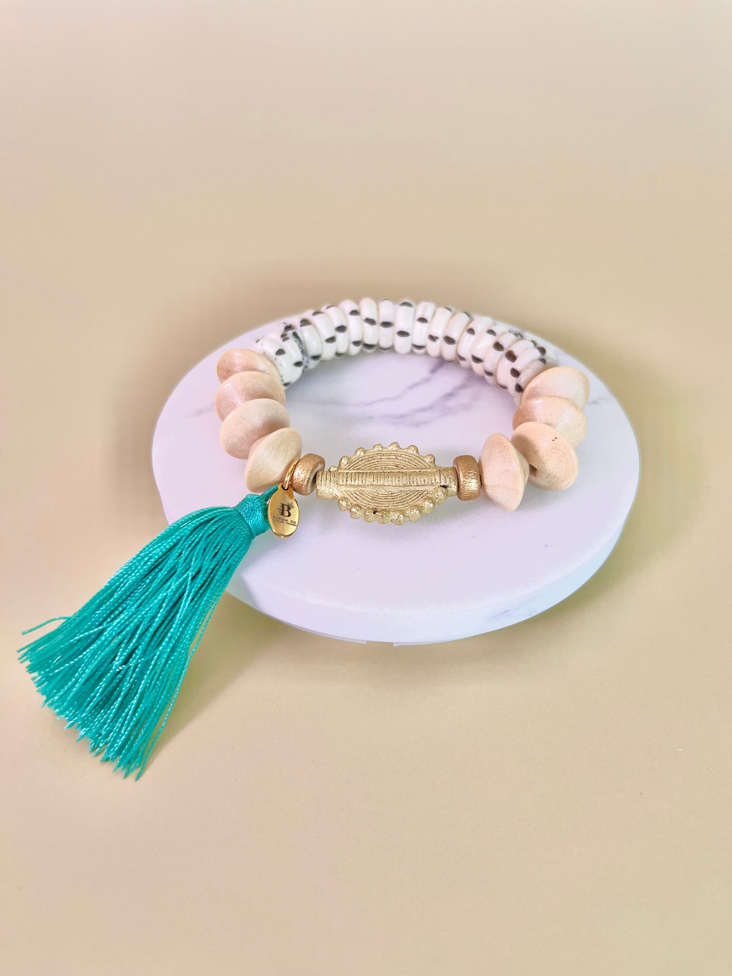 Carved bone & Wood beads Trio Bracelet
