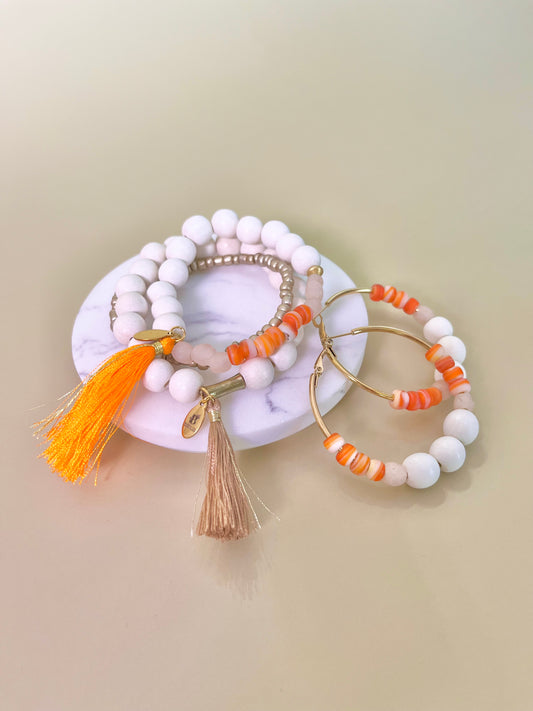 Sunrise Red Swirl Trio Bracelets