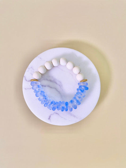 Blue Mist Rondelle Glass Bracelet