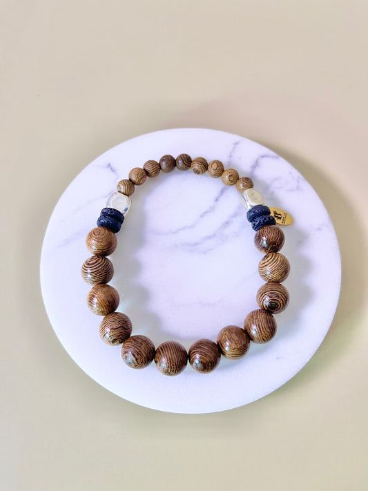 Rosewood & Lava Rock Beads Bracelet