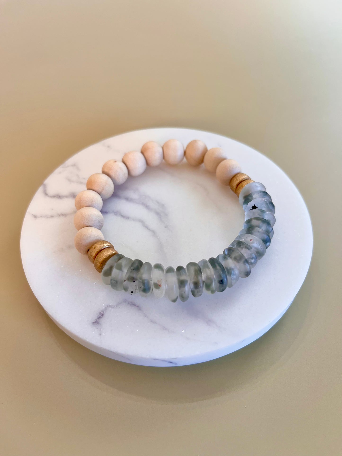 Gray Glass Bead Bracelet