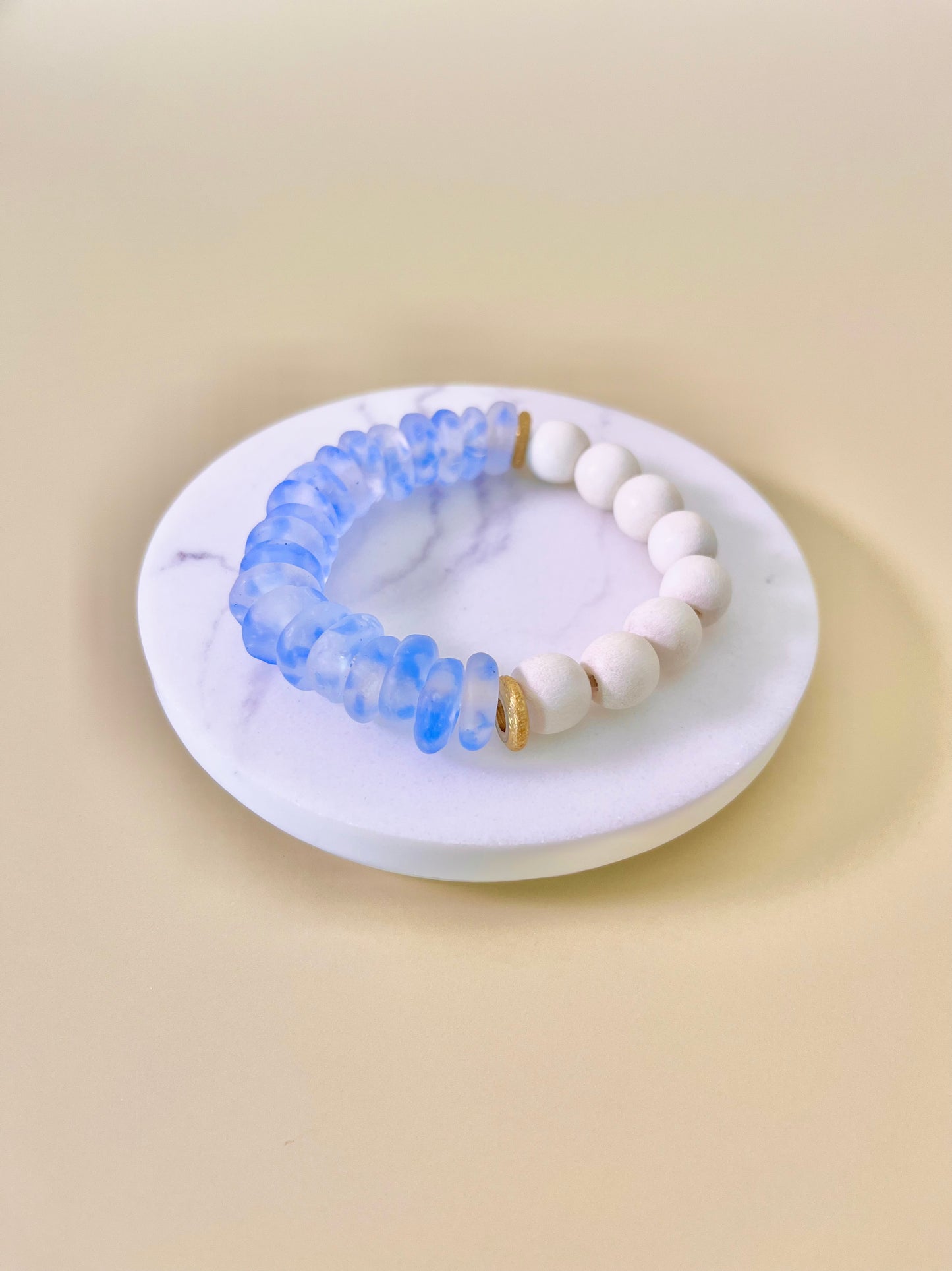 Blue Mist Rondelle Glass Bracelet