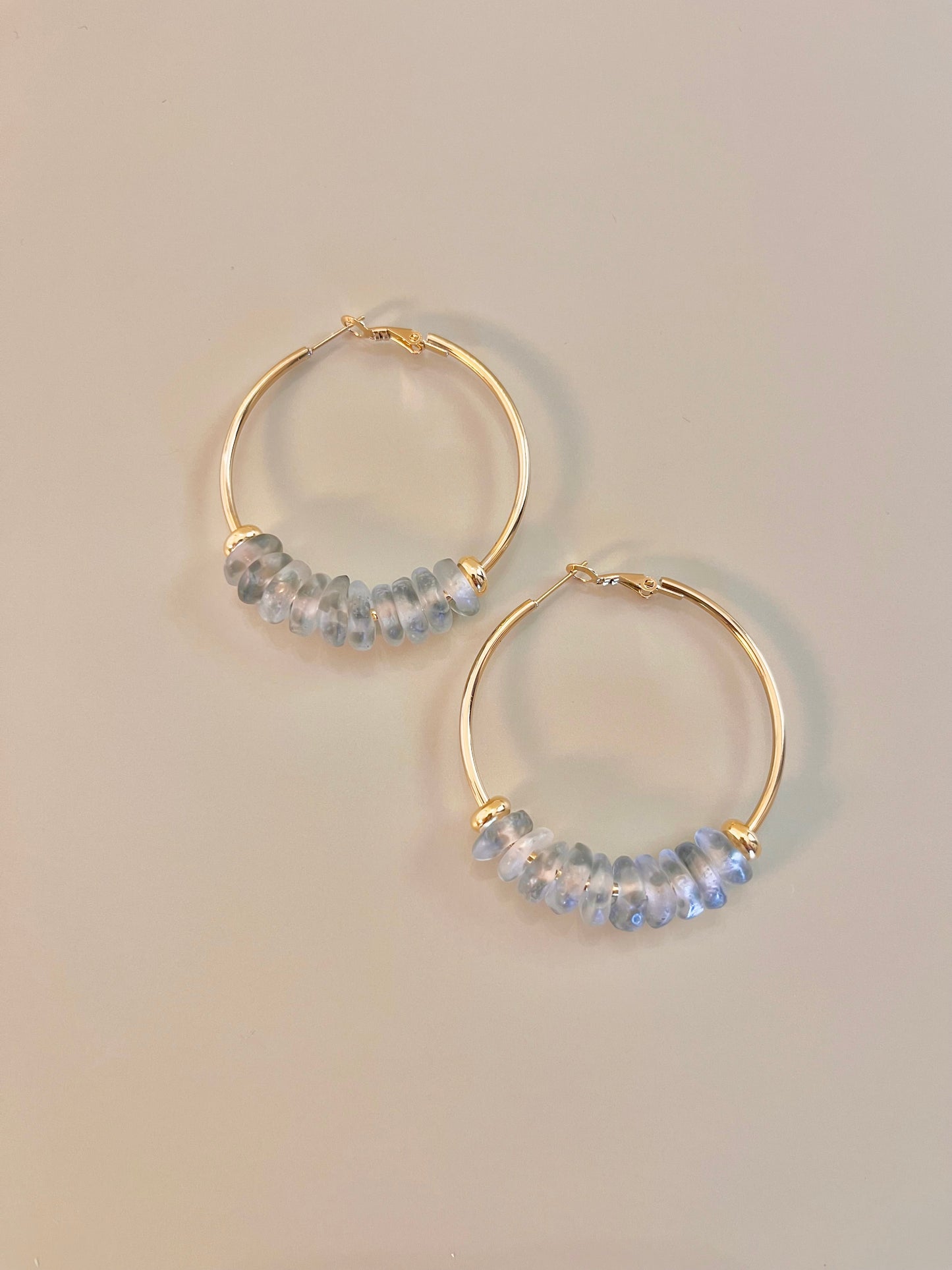 Gray Glass Beads Earrings
