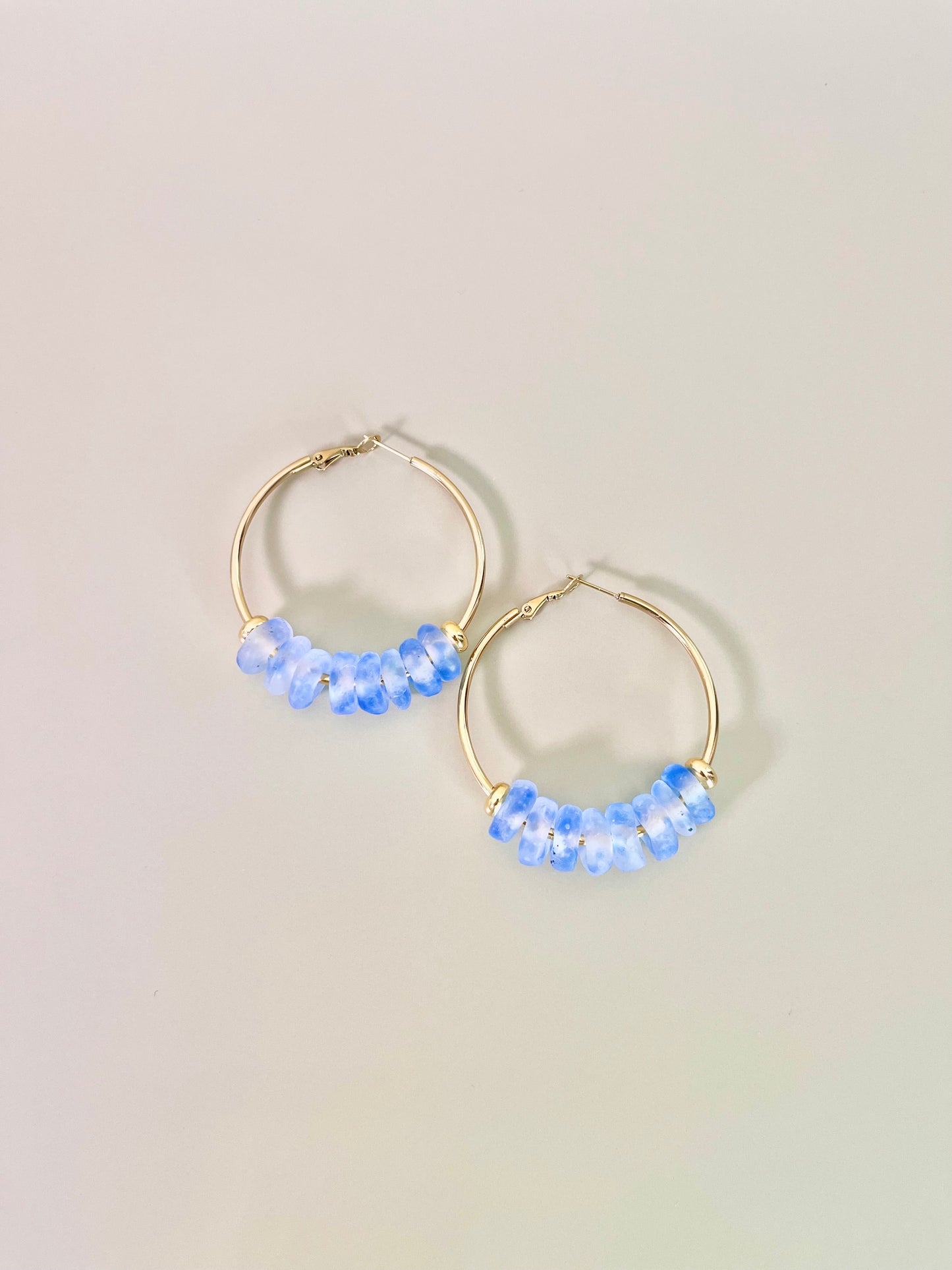 Blue Mist Rondelle Glass Earrings