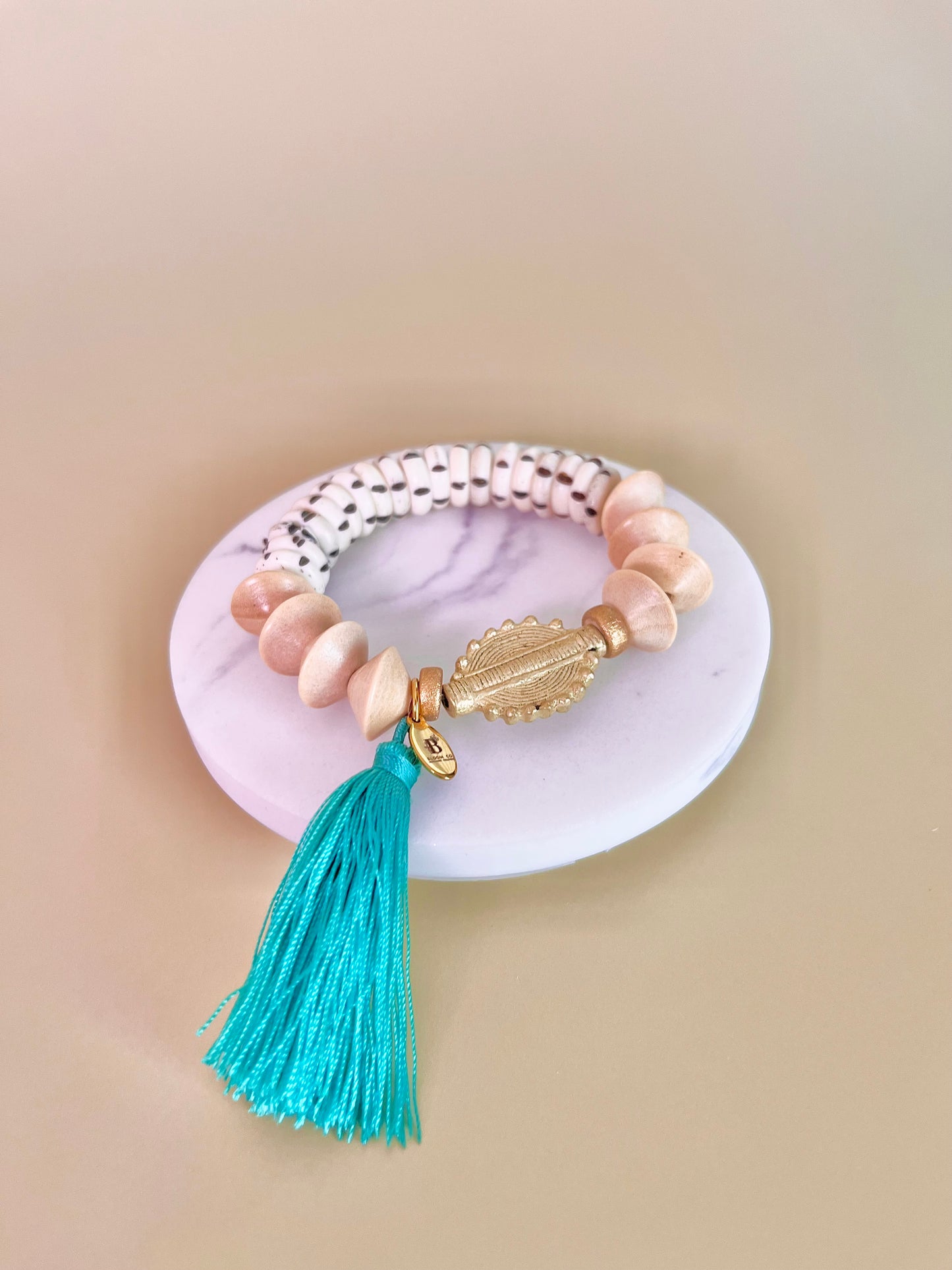 Carved bone & Wood beads Trio Bracelet
