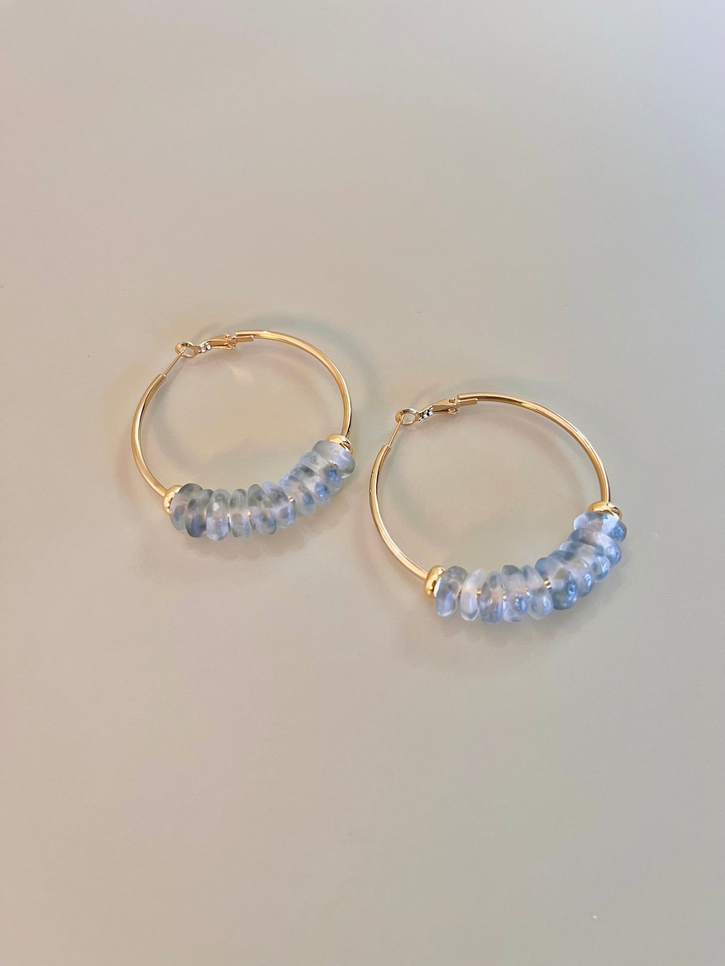 Gray Glass Beads Earrings