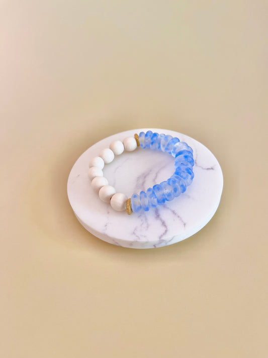 Blue Mist Rondelle Glass Bracelet