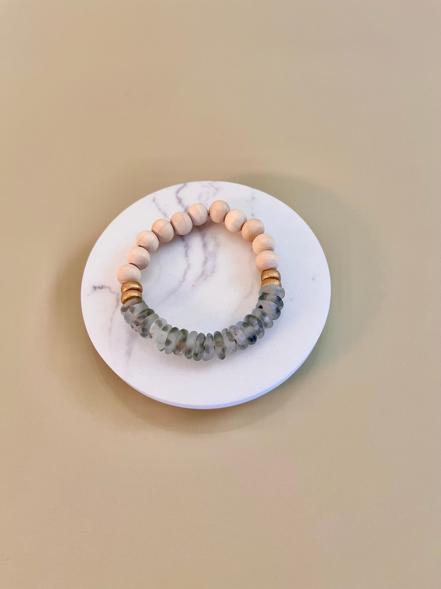 Gray Glass Bead Bracelet