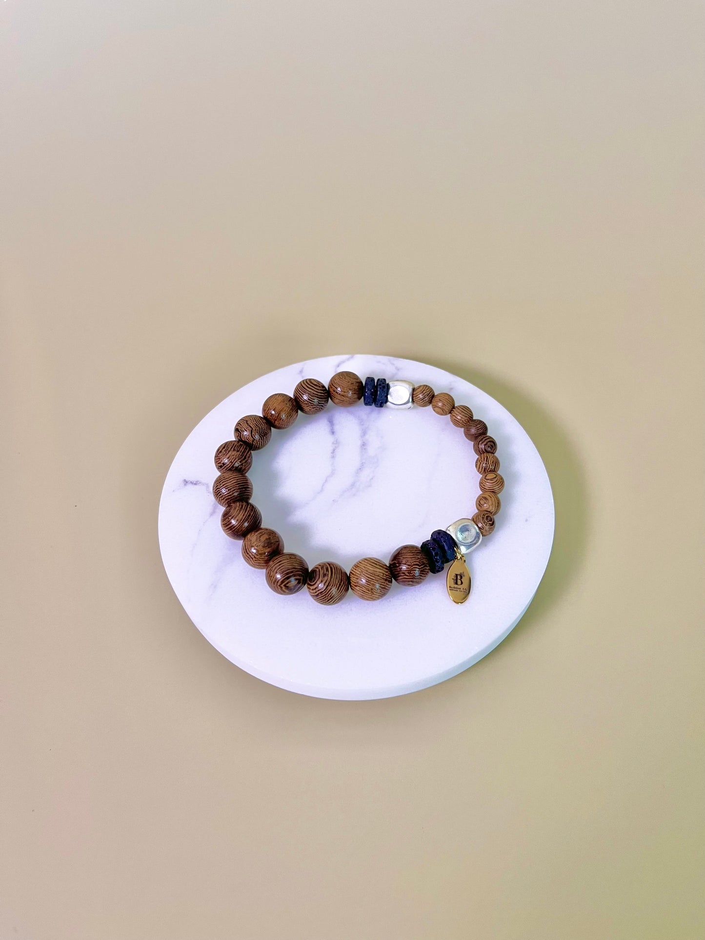 Rosewood & Lava Rock Beads Bracelet