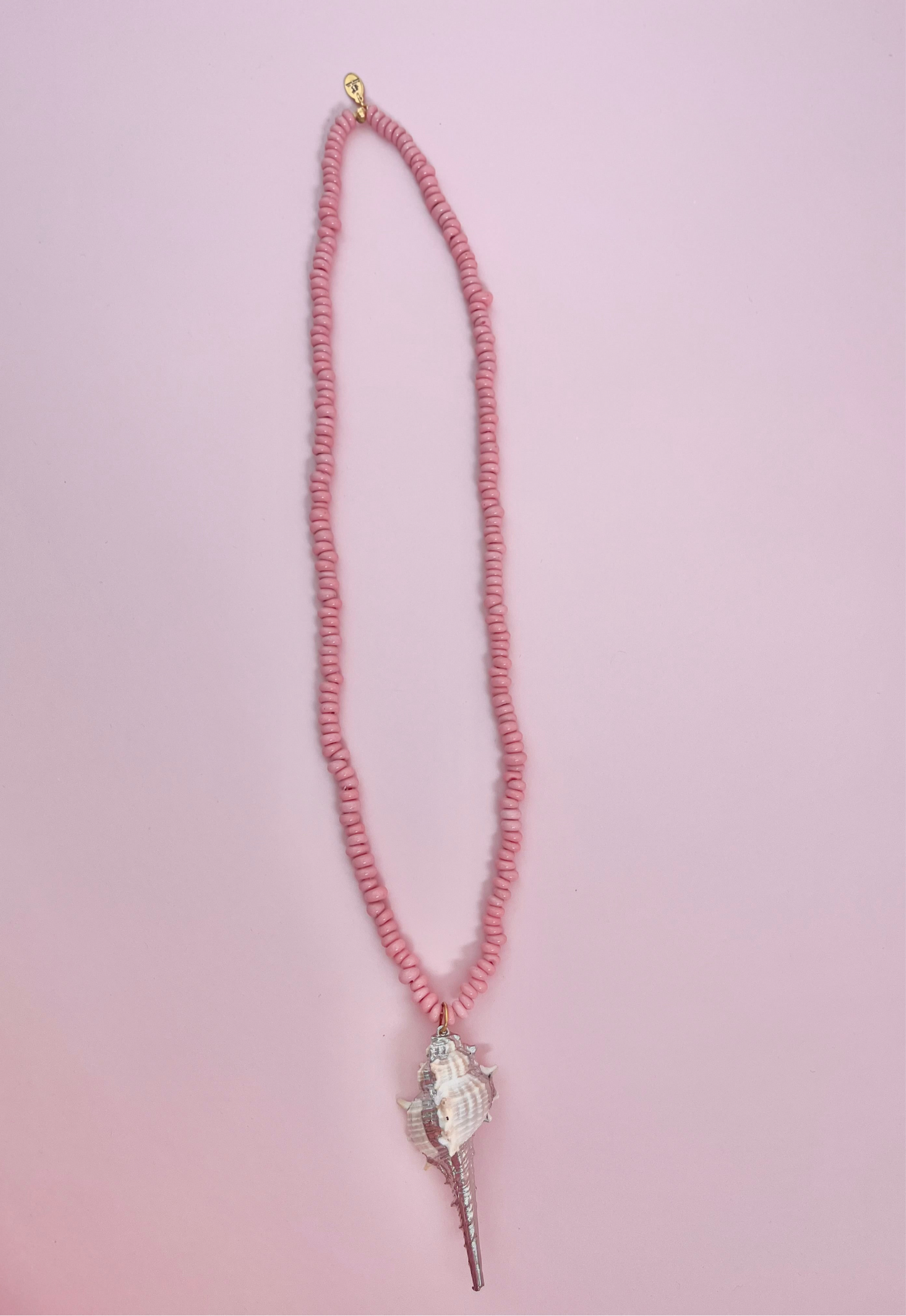 Shell & Pink Java Glass Donut Necklace