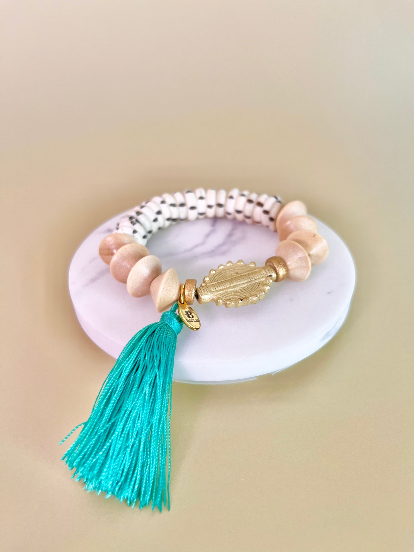 Carved bone & Wood beads Trio Bracelet